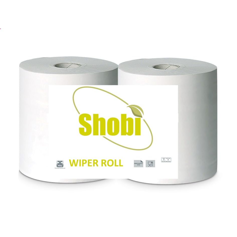 Shobi Rotoloni 2 Veli in Carta Asciugatutto 800 Strappi, Ideale per uso Alimentare e Industirale Utilizzabile per tutti i Dispencer (10 Rotoli)