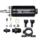 EVIL ENERGY External Inline Fuel Pump Electric 300LPH High Flow 12V with 60 mm Bracket Clamp Black
