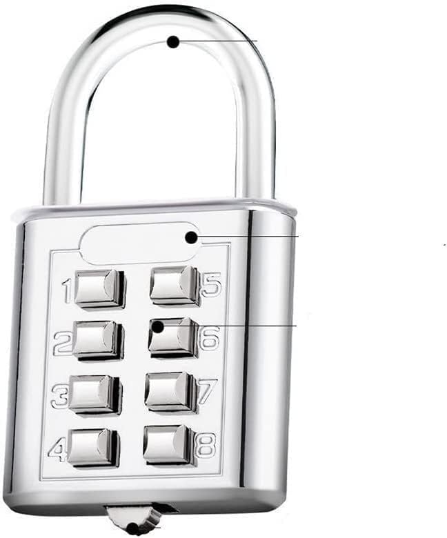 Code Padlock, Padlock, Combination Locker Padlock School Lock Coded 8 Digits Password Code Combination Zinc Alloy Suitcase for Luggage Travel Code Smart Code Keyed(Black)