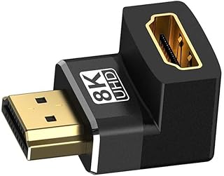 Linktaogere 8k HDMI 2.1 Adapter, 90 Degree and 270 Degree HDMI Male to Female Adapter Support 8K@60Hz, HDR, eARC for HDMI Cable PC Laptop HDTV (Up Angled)