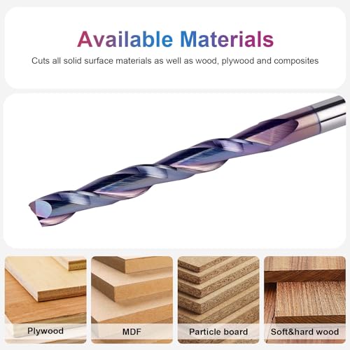 Image of SpeTool Upcut Spiral Router Bits Extra Long 4 Inch Overall Length, 2 Inch Cutting Length with TAC Extreme Tool Life Coateding, Carbide Upcut CNC Router Bit for Wood Carving Tools