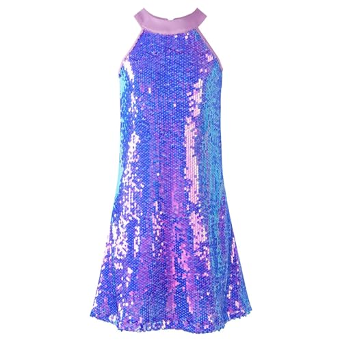 Image of WELAKEN Girls Ombre Sequin Dress Sparkly Fancy Short Puff Sleeves Gradient Party Dress