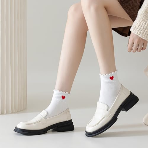 Mcool Mary Women's Ruffle Socks,Casual Cute Ankle Socks Comfort Cool Knit Cotton Frilly Socks for Women 6 Pairs3