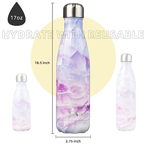 Image of Konokyo Insulated Water Bottles,17 oz Double Wall Stainless Steel Vacumm Metal Flask for Sports Travel,Marble Dawn