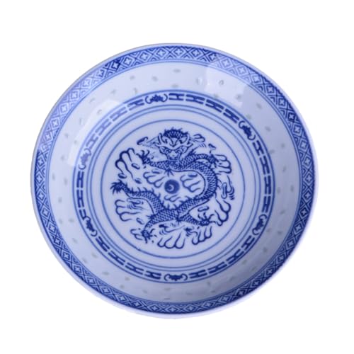 Unomor 1Pc Pattern Ceramic Fruit Plate Chinese Style Snack Dish Decorative Offering Plate for Food and Photo Prop Handmade Design for Occasions