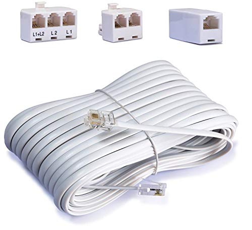 Telephone Cord Accessory Kit for Landline Phone Jack Kit, Includes; Telephone Extension Cord