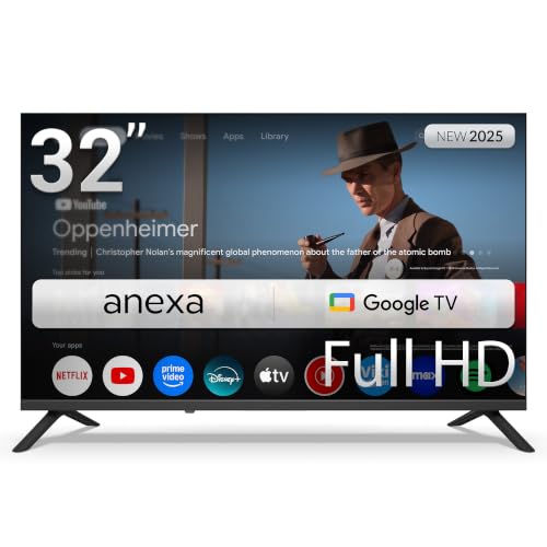 anexa - Smart TV 32 Pulgadas Full HD Google TV con Android 14, TDT 2025. Televisor con 3 años de garantía SMART32C02FG, Compatible con Netflix y Prime Video