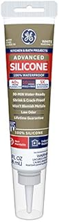 GE Sealants & Adhesives 281 Advanced Silicone 2 Kitchen & Bath Sealant, 2.8oz, White