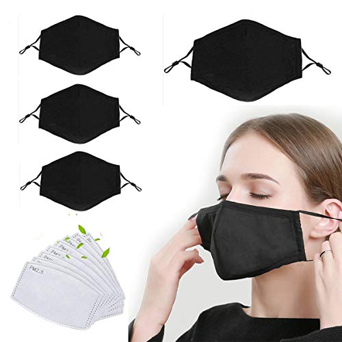 (4pcs + 8 Filter)Reusable Face Bandanas, Adjustable Washable Replaceable, Protection against dust, pollen, irritant gas, haze, particulate matter.