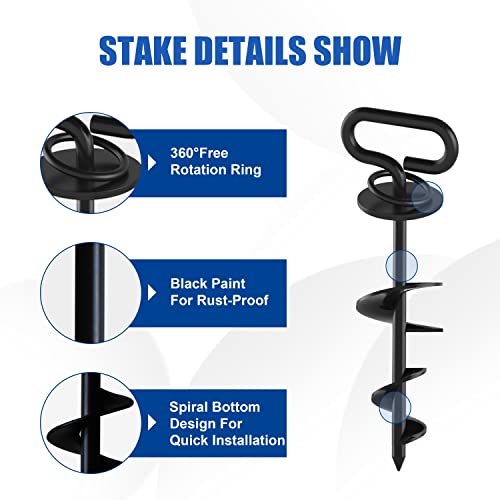 Eurmax USA Heavy Duty Dog Anchor, Triple Lock, 360° Swivel Ring, Black, 1-Pack, 12inch(1PC) - Image 4