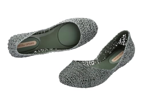 Image of Melissa Campana Papel Flats for Women - Comfortable, Stylish & Flexible Slide-On Closed-Toe Jelly Flat Shoes with Hollow Interwoven Cut Out Design
