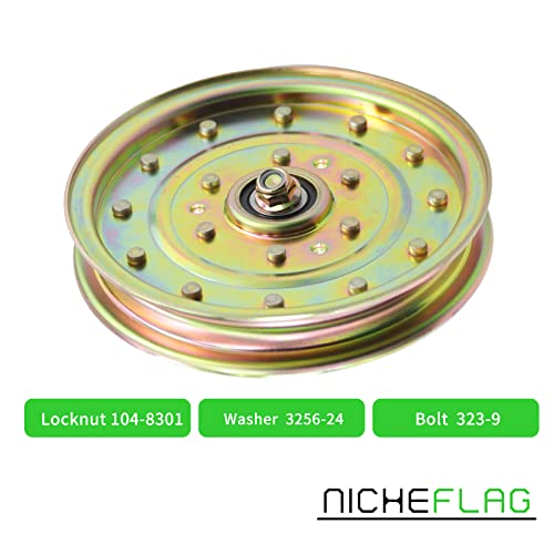 Nicheflag 2 Pack 1-633109 Idler Pulley Compatible With Husqvarna 539102610, Toro 116-4667, Exmark 126-7685 Pulley, Exmark 1-633109, 132-9424 Pulley-Idler Flat, 1 633109 Pulley #TOP3