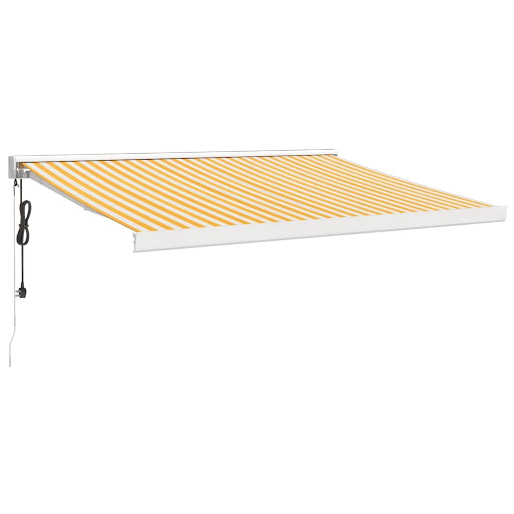 Tenda da sole elettrica, 3 x 2,5 m, giallo/bianco, in alluminio, con braccio articolato, con telecomando, protezione UV, protezione solare, per terrazza, balcone, giardino, bar