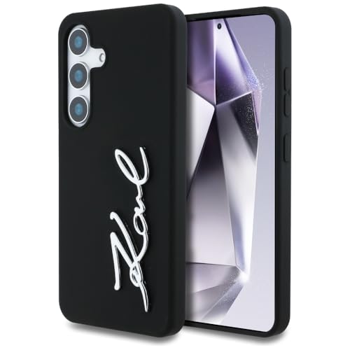 CG MOBILE Karl Lagerfeld Coque de protection en silicone et métal avec logo pour Samsung Galaxy S25 (noir)