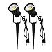 J.LUMI GSS60052 LED Spotlight 5W, 120V AC, 3000K Warm White, Outdoor Use, Metal Ground Stake, Garden Light, Outdoor Spotlight, UL Listed 3-ft Cord with Plug (Pack of 2)