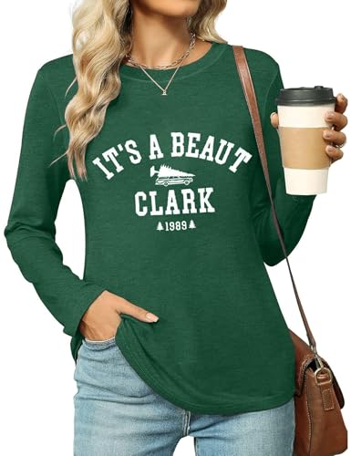 Women It’s a Beaut Clark Christmas Shirt Funny Holiday Long Sleeve Pullover Crewneck Top Classic 1989 Xmas Graphic Tee, P2, XXL