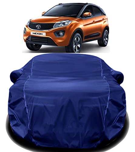 Image of AUCTIMO Tata Nexon Car Cover Waterproof with Triple Stitched Fully Elastic Ultra Surface Body Protection (Navy Look)