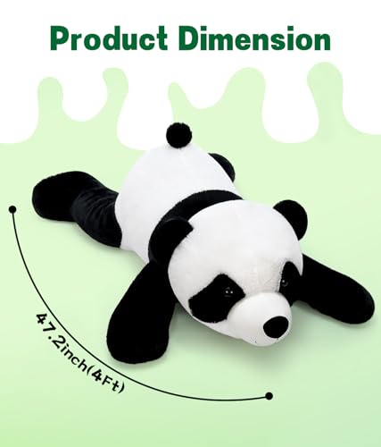 Image of BENINY Giant Panda Stuffed Animal 4Ft, Large Soft Panda Body Pillow Plush for Girls Boys Kids, Oversize Cute Stuffed Toy Gift for Christmas, Birthday, Baby Shower