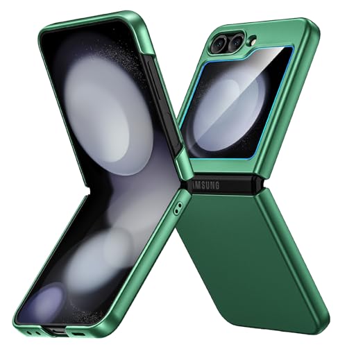Image of Ruky for Galaxy Z Flip 5 Case, Hard PC Ultra Slim Shockproof Protective Cover, Support Wireless Charging Full Body Drop Protection Case for Samsung Galaxy Z Flip 5, Dark Green