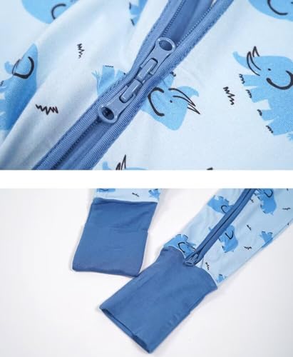 Teach Leanbh Unisex Baby Bamboo Viscose Pajamas with Mittens and Feet Cuffs 2 Way Zipper Long Sleeve Romper Sleep and Play (Dog, 18-24 Months)