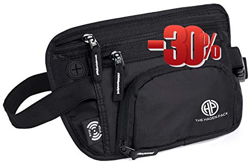 The Hagen Pack RFID Block Money Belt for Women and Men | Thin Travel Fanny Pack