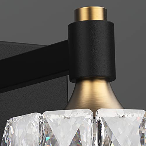 Brknit 4-Light Black Crystal Bathroom Vanity Light Fixtures Over Mirror Modern Dimmable Led Wall Lights For Bathroom #TOP5