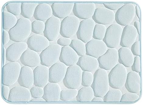 mDesign Small Pebble Accent Memory Foam Bath Mat for Bathroom Showers - 24" x 17", Water