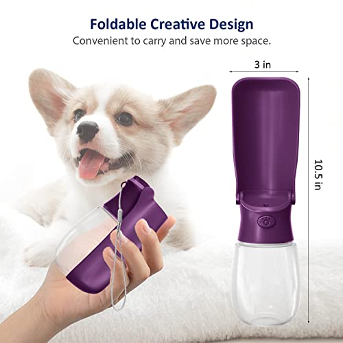 Image of WePet Foldable Portable Dog Water Bottle Puppy Water Dispenser with Drinking Feeder, 12 OZ, High-Temperature Resistant Leak Proof for Pets Outdoor Walking, Hiking, Travel, Food Grade Plastic BPA Free