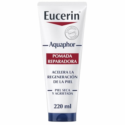 Eucerin Aquaphor Pomada Reparadora 220 ml – Crema Corporal Hidratante para Piel Seca y Agrietada - Pomada Cicatrizante con Pantenol y Bisabolol que Calma y Regenera - Sin Perfume y No Comedogénica