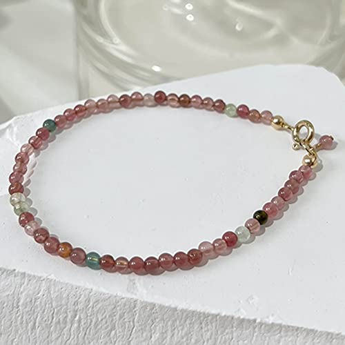 Cristal de quartz tourmaline feng shui perles 17cm amulette chakra femme