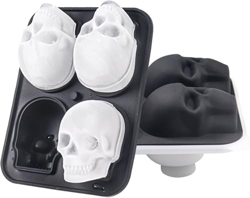 Molde de silicona para cubos de hielo calavera 4 cavidades miniatura 3