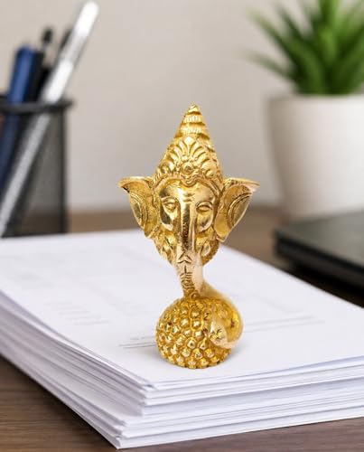 Figura Decorativa Cabeza de Ganesha en Latón para Escritorio miniatura 2