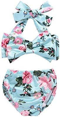 Cute Baby Girls 2Pcs Bikini Bathing Swimsuit Halter Tube Top+Floral Bottom Summer Sunsuit