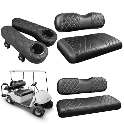 NOKINS EZGO Golf Cart Front & Rear Seat Covers (TXt/RXV) Black