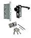 Produktbild SN-TEC Stahltür/FH Tür Komplett Set Beschlag (einseitig Knauf) + FH Schloss (DIN Links/Rechts Falle und Riegel Mittig) + Profilzylinder