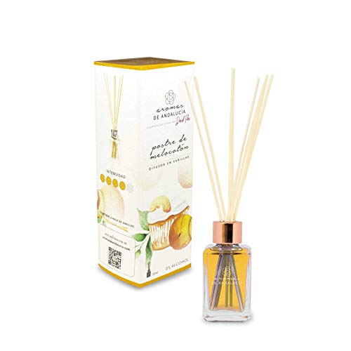 AROMAS DE ANDALUCIA Ambientador, Mikado, Varillas, Único Postre de Melocotón, Cristal 30ml 5.6x17x5.5 cm Cover