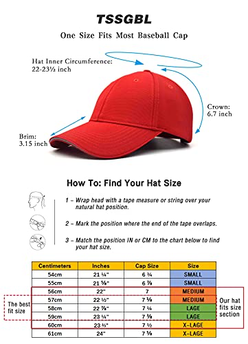 Image of TSSGBL Men's Plain Baseball Hat - OSFM & XXL Big Head Fit,Adjustable Structured Ball Cap with Reflective Sandwich Brim