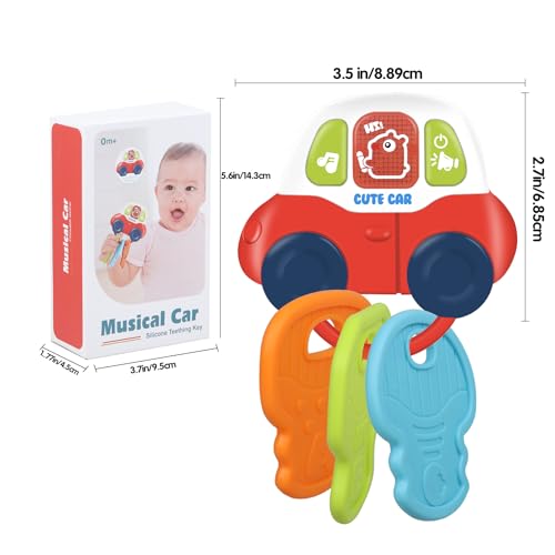 Majobee Baby Teething Toys With Music & Light - Baby Montessori Sensory Toys Car Key Baby Teether thumb #5