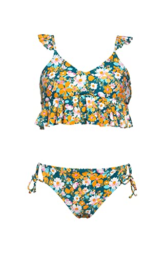 Image of Hobie Girls' Flounce Bralette and Side Tie Hipster Bottom Swimsuit Set