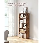 VASAGLE CUSTOS Collection - Bookshelf, 5-Tier Bookcase, Book Shelf, Open Storage Shelf, 9.4 x 23.6 x 52.8 Inches, for Living Room, Home Office, Dinning Room, Rustic Brown ULBC165X01 - Image 4