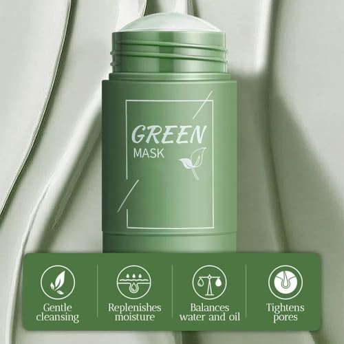 Green Tea Clay Stick for Face, Blackhead Remover Mask with Green Extract,Mask Stick for Pore Cleansing,Green Clay Mask Moisturizing Skin for Men and Women of All Skin Types