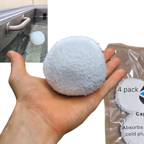 Caplide Oil Absorbing Sponge for Cold Plunge or Ice-Bath Removes Oils and Lotions Prevents Scum and Foam Build-Up Extends Water Freshness Reusable Washable Cleaner Ball 4-Pack