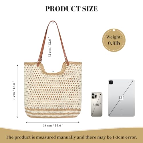 Image of Crochet Beach Bag Summer Woven Tote Bag Crochet Purse for Women handbags Boho Shoulder Bags for Travel Vacation