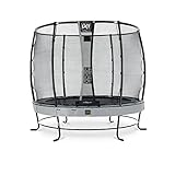 EXIT Toys Elegant Premium Rundes Trampolin - ø253cm - Mit Deluxe Sicherheitsnetz - Extra Starker und Stabiler Rahmen - Lange Federn - Rostfrei - Einfache Montage - Luxuriöse Ausführung - Grau