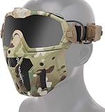 ATAirsoft Tactical Airsoft Anti-Fog Anti-Ultraviolet UV Protection Goggles and Mesh Mask Set with Swappable Lens MC