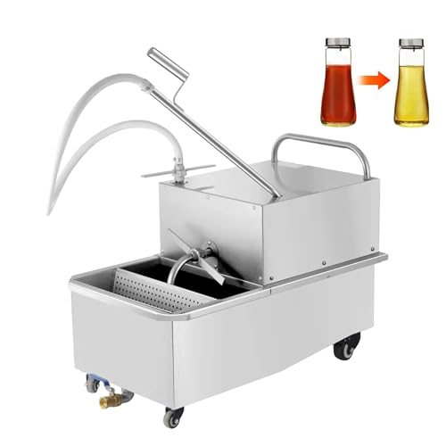 Hakka Deep Fryer Filter Machine with Oil Drain, Commercial Mobile Oil Filter System 550W For Restaurant with 32L/min Flow Rate, 48L, 3/4 HP, Come with 5pcs Filter Paper