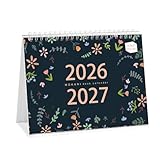 Desk Calendar 2026-2027, Monthly Desktop Calendar(Jan. 2026 - Jun. 2027, 10' x 8.25'), Standing Flip Calendar with Thick Paper, Academic Year Standing Desk Calendar with Planner Stickers