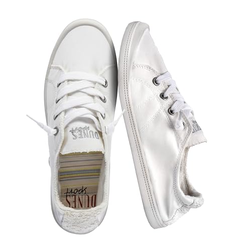 Dunes Reesa Canvas Slip On Shoes for Women – Everyday Comfort Womens Casual Sneakers, White 7.5
