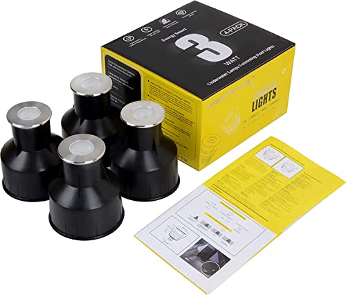 Landscapestation 4-Packs Led Swimming Pool Lights, Ip68 Waterproof Underwater Blue Light, 3W Low Voltage Dc 12-24V In-Ground Lights For Pools Ponds Waterfall Fountains Hot Spring Hall #TOP6