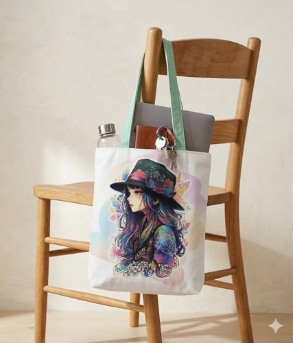 Image of Canvas Tote Bag with Zipper for Women| Inside Pocket | Cotton College Shoulder Bag | Stylish Travel Sling & Handbag for Daily Use